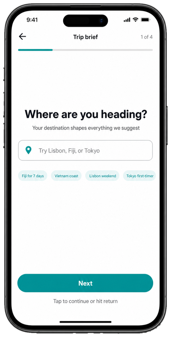 Where and when screen