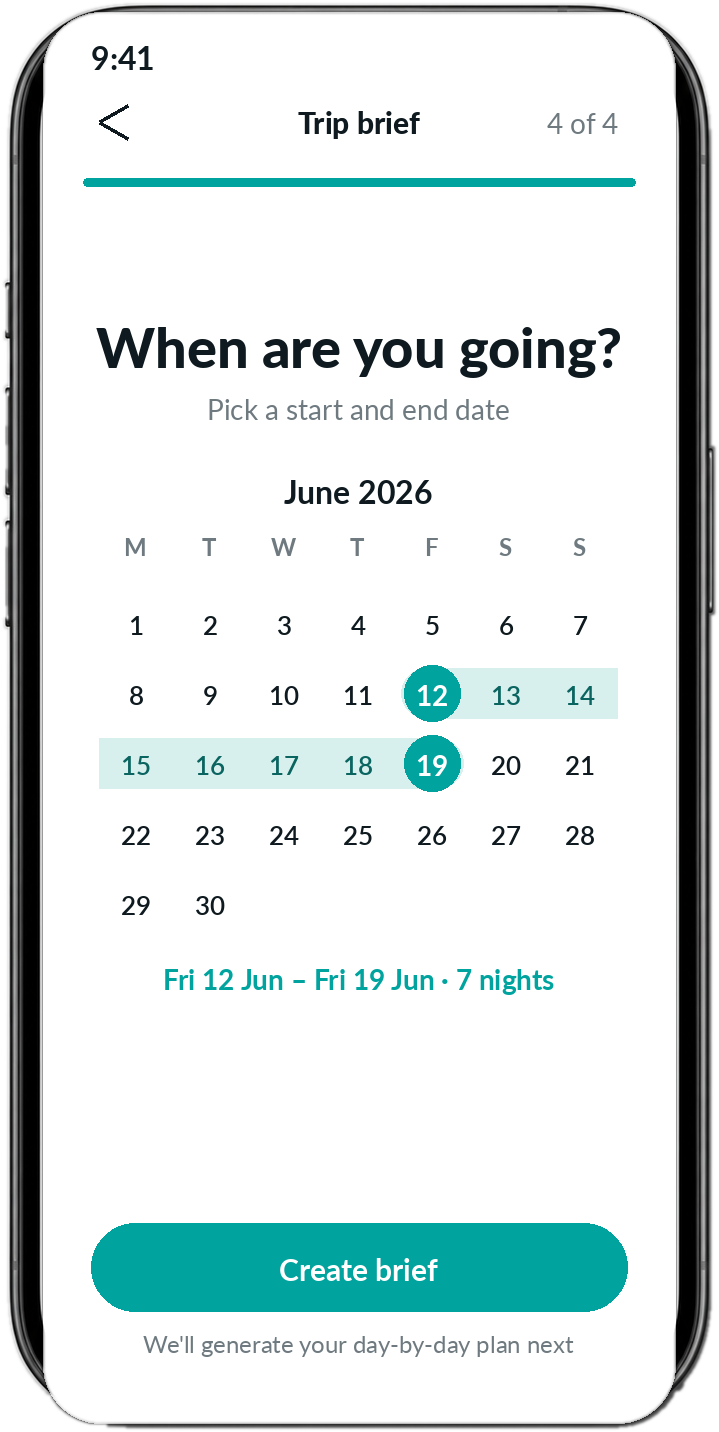 Where and when screen